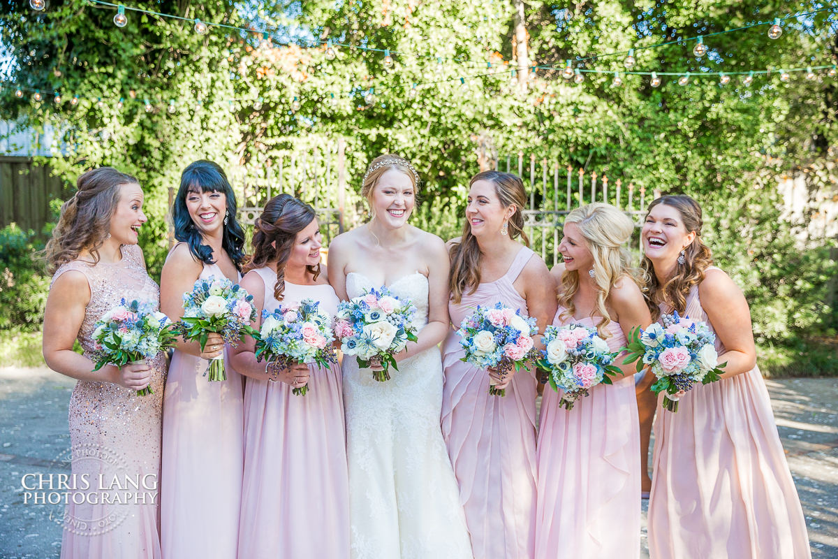 bridesmaids laughing - brooklyn arts center - wilmington nc - bridesmaids - groomsman - bridal party photography - bride- groom - bridal party photo ideas - 